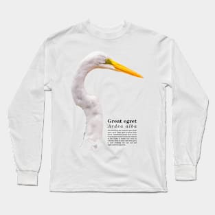 Great egret tropical bird black text Long Sleeve T-Shirt